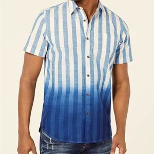 AMERICAN RAG Men's Striped Dip Dye Button Up Shirt Size Medium